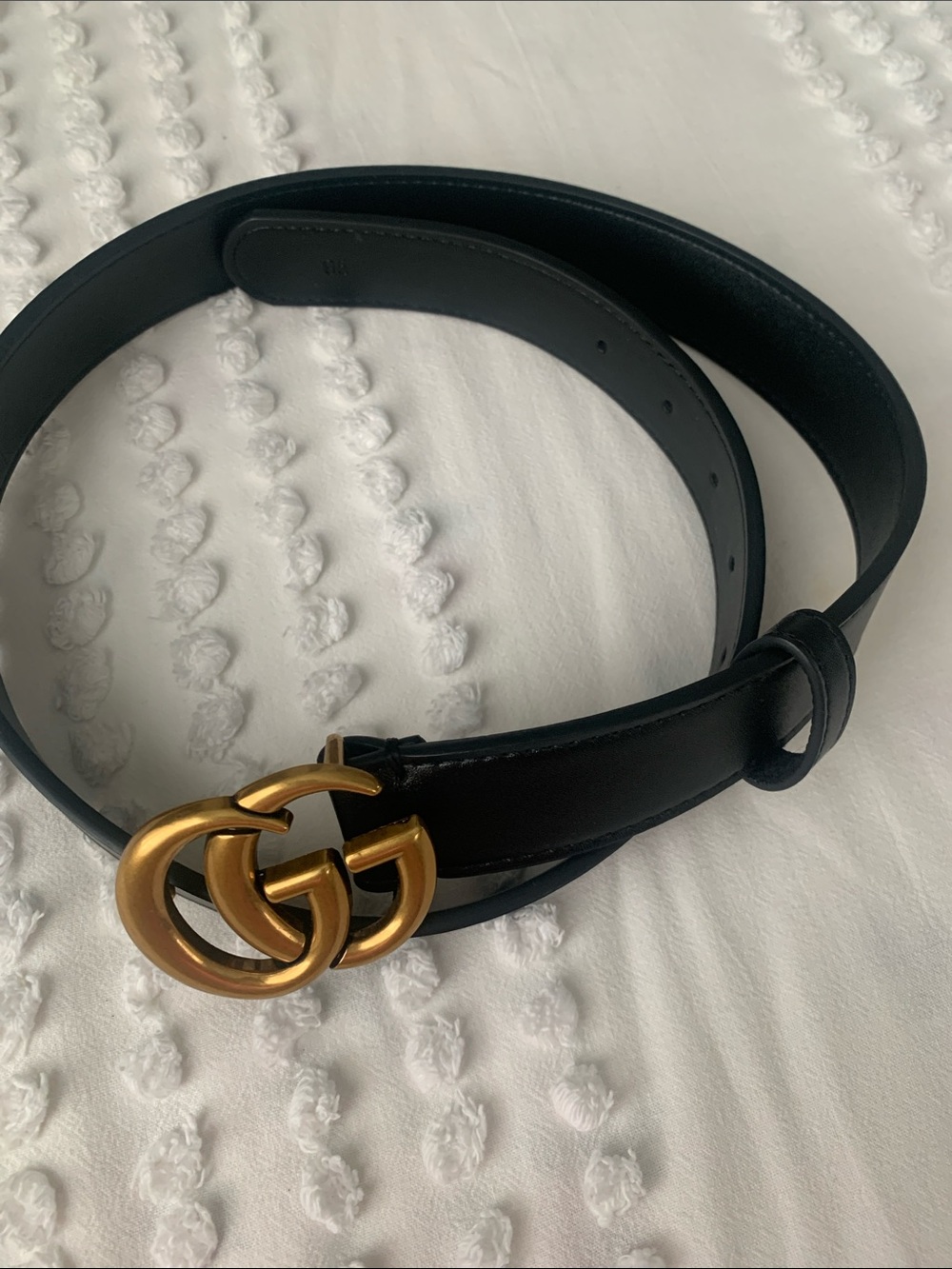 Gucci Black Leather Belt with Gold Double G Buckle